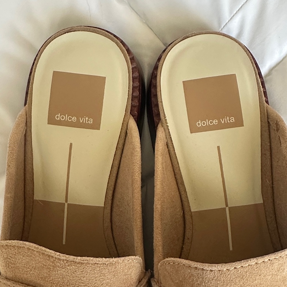 Dolce Vita Women's Tan Suede Penny Loafer Mules - Picture 5 of 5